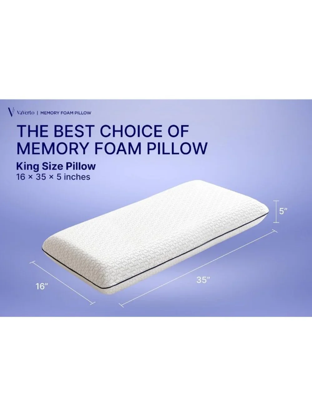 King Size Firm Memory Foam Pillows - 2-Pack for Ultimate Comfort & Support